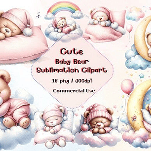 Kit Digital Ursinha Rosa Dormindo