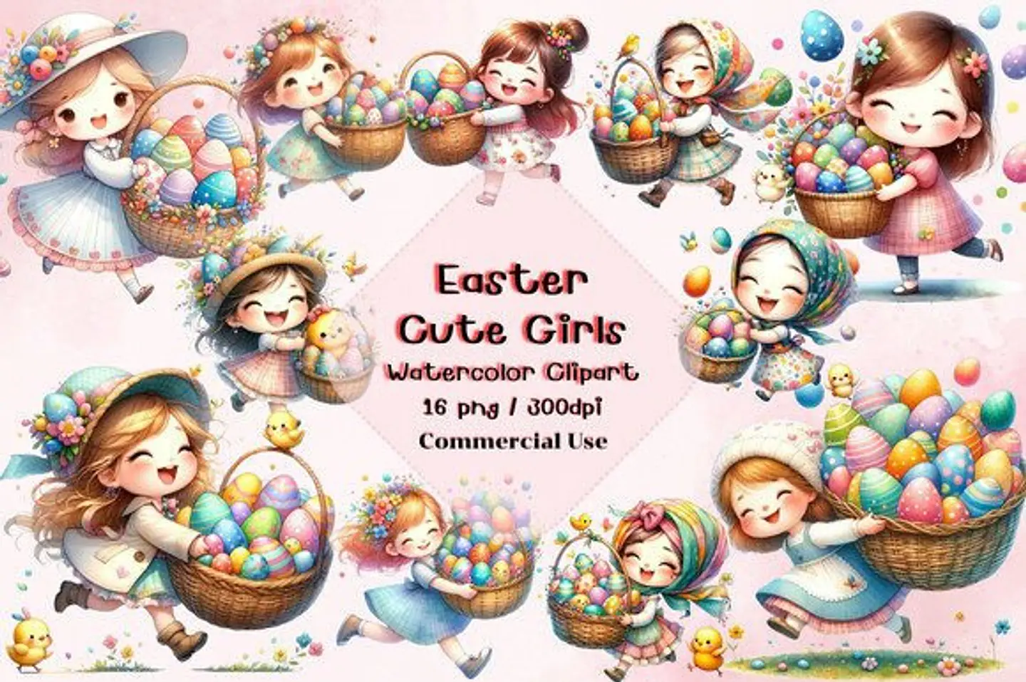 Kit Digital Naree - Páscoa Menina Cesta 1