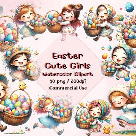 Kit Digital Naree - Páscoa Menina Cesta 1