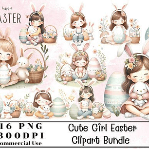 Kit Digital Naree - Páscoa Menina Aquarela