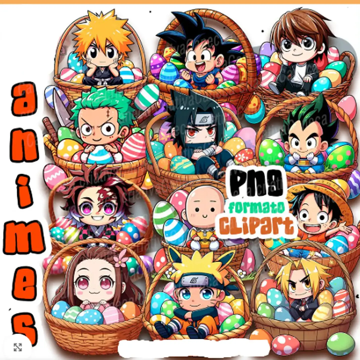 Kit Digital Páscoa Animes 1