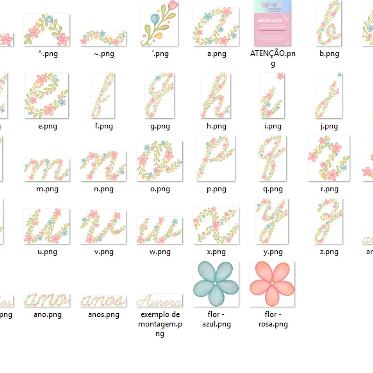 Kit Digital Alfabeto Florido Completo 3