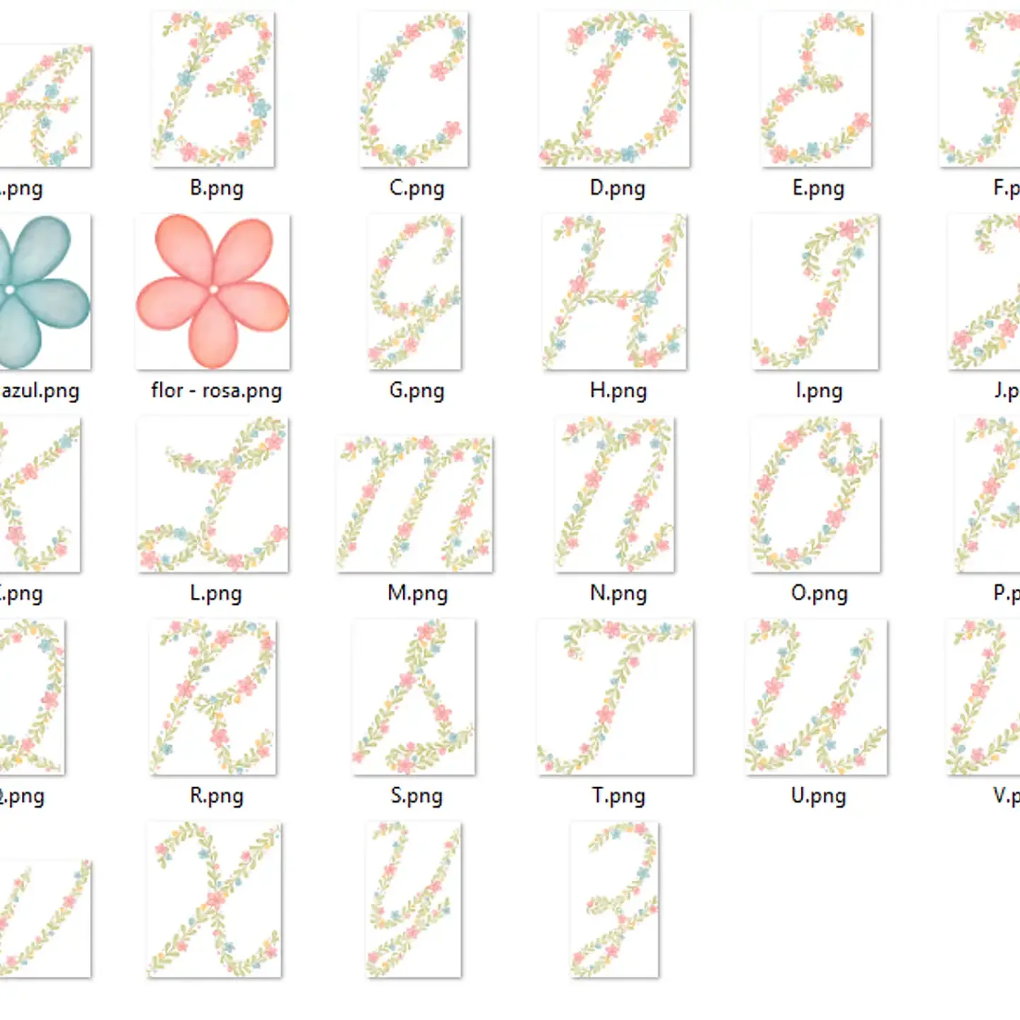 Kit Digital Alfabeto Florido Completo 4