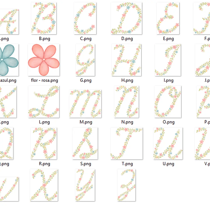 Kit Digital Alfabeto Florido Completo 4