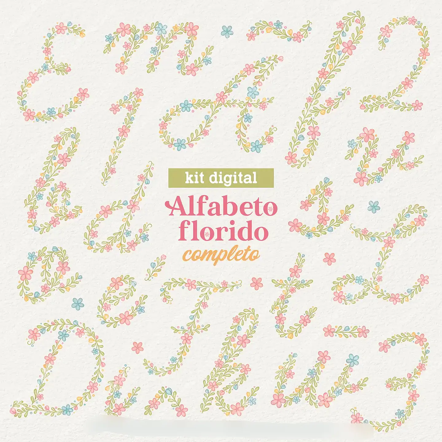 Kit Digital Alfabeto Florido Completo 1