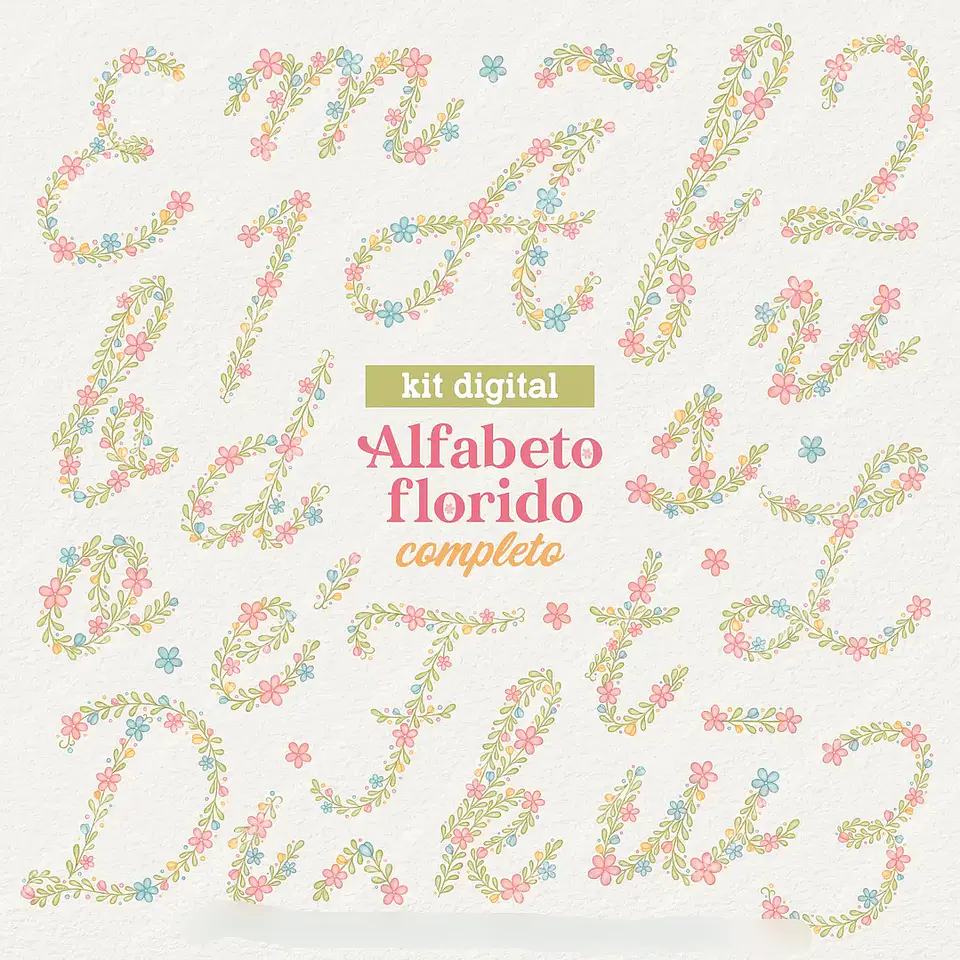 Kit Digital Alfabeto Florido Completo 1