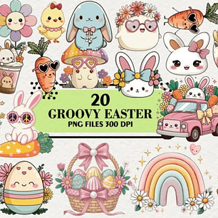 Kit Digital Páscoa Coelhos Groovy