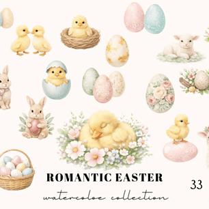 Kit Digital Páscoa Páscoa Aquarela