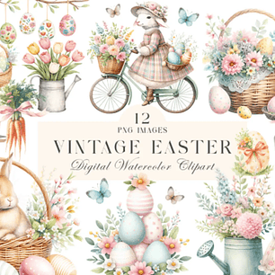 Kit Digital Páscoa Coelhinhos Aquarela