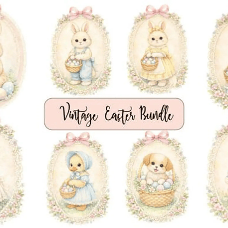 Kit Digital Páscoa Moldura Vintage 1