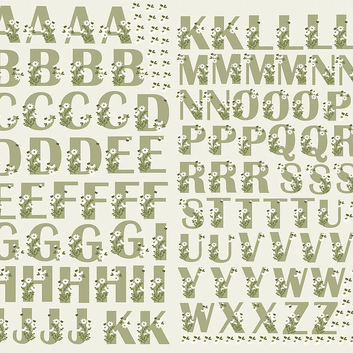 Arquivo DTF UV Alfabeto Margaridas (impressão em mêtro) 1