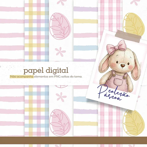 Kit Digital Páscoa Papéis Rosa
