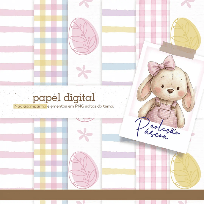 Kit Digital Páscoa Papéis Rosa 1