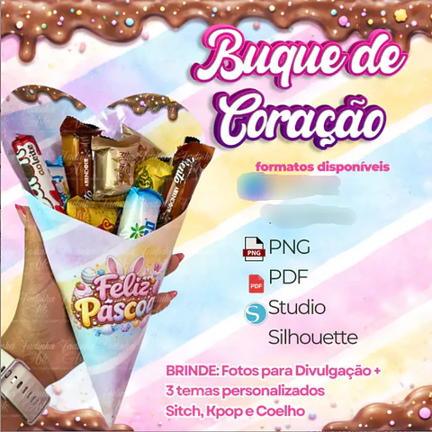 Arquivo Páscoa Buquê de Coração