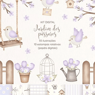 Kit Digital Jardim dos Pássaros Lilás