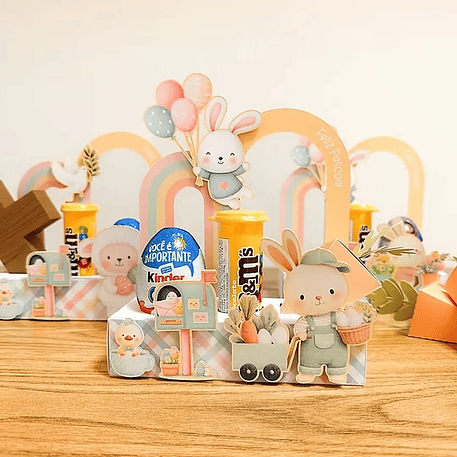 Arquivo Páscoa Caixa Arco Íris - Suporte MM e Kinder 1