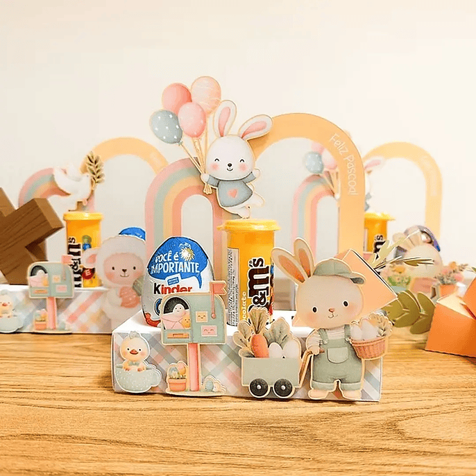 Arquivo Páscoa Caixa Arco Íris - Suporte MM e Kinder 1