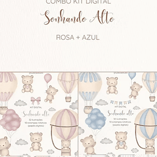 Kit Digital Sonhando Alto Rosa e Azul