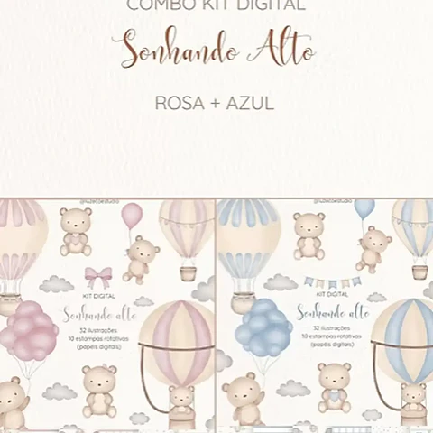 Kit Digital Sonhando Alto Rosa e Azul