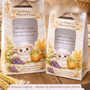 Arquivo Páscoa Cristã Molde para Sacolinha