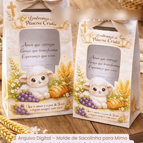 Arquivo Páscoa Cristã Molde para Sacolinha 1