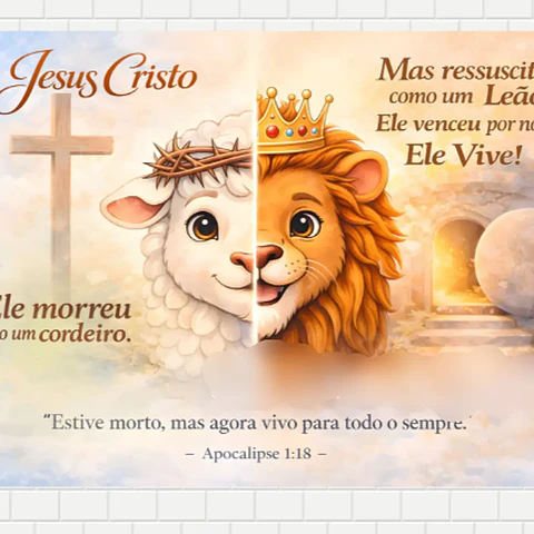 Arquivo Páscoa Cristã Painel Cordeiro e Leão