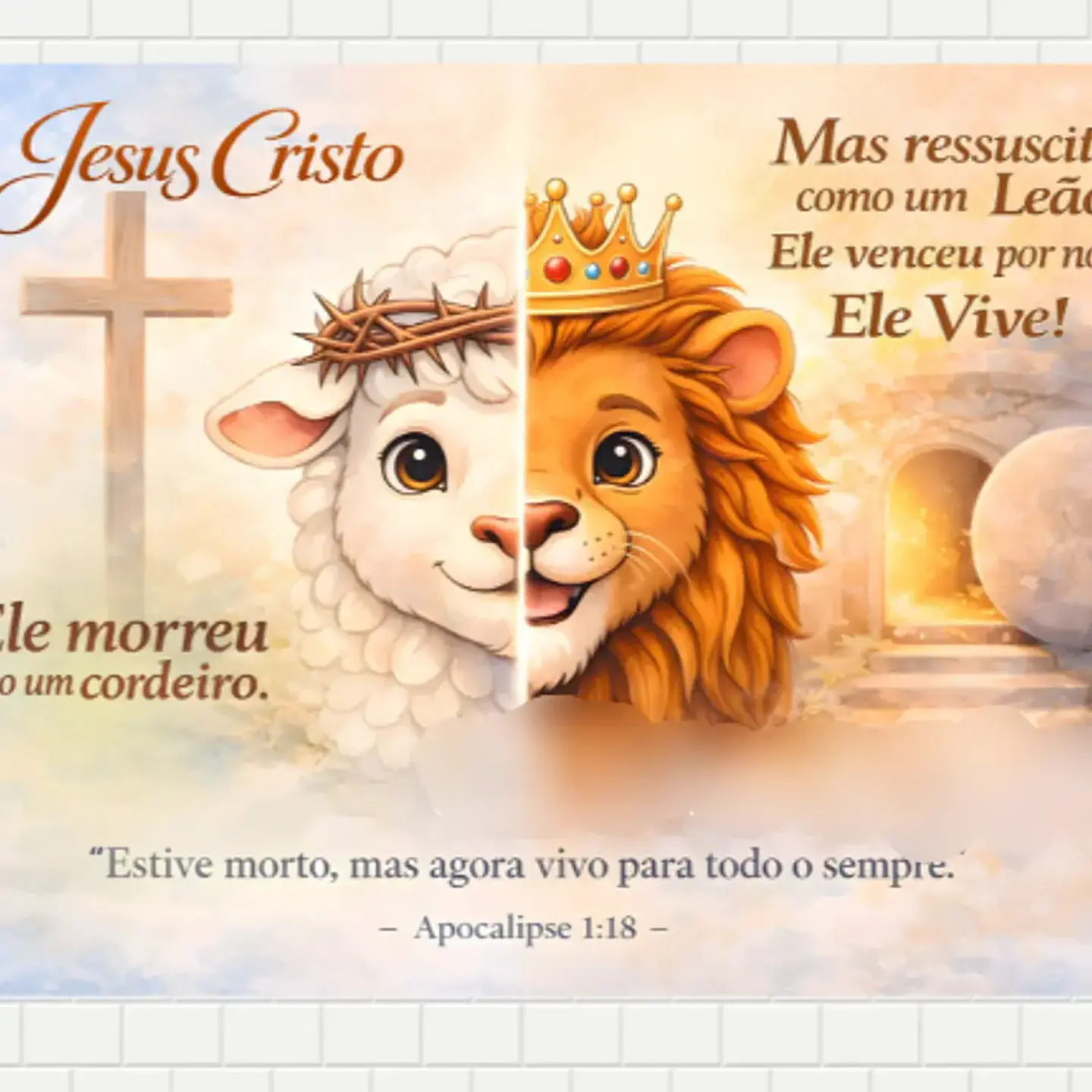 Arquivo Páscoa Cristã Painel Cordeiro e Leão 1