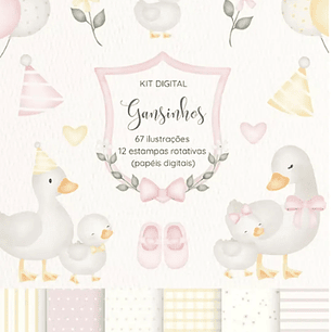 Kit Digital Gansinhos Rosa e Amarelo