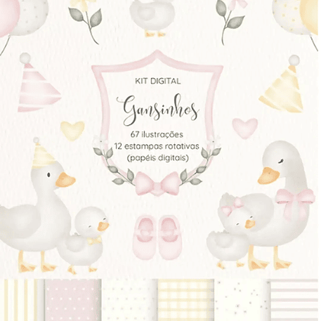 Kit Digital Gansinhos Rosa e Amarelo 1