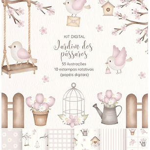 Kit Digital Jardim dos Pássaros Rosa