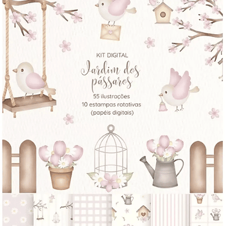 Kit Digital Jardim dos Pássaros Rosa 1