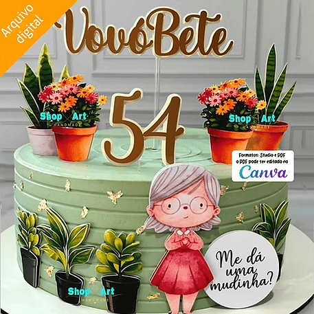 Arquivo Topo de Bolo Plantinhas Vovó 1