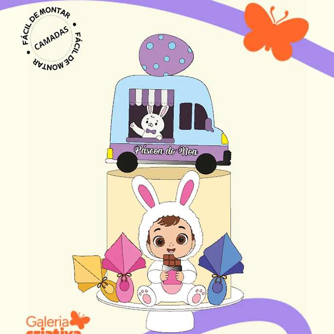 Arquivo Páscoa Topo de Bolo Carro Chocolate Baby 1