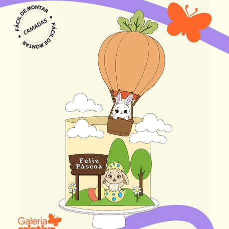 Arquivo Páscoa Topo de Bolo Coelho no Balão de Cenoura 1