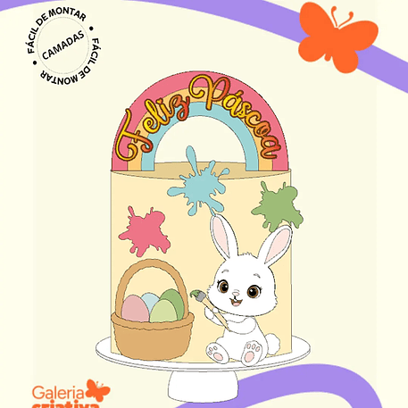 Arquivo Páscoa Topo de Bolo Coelho Pintor 1