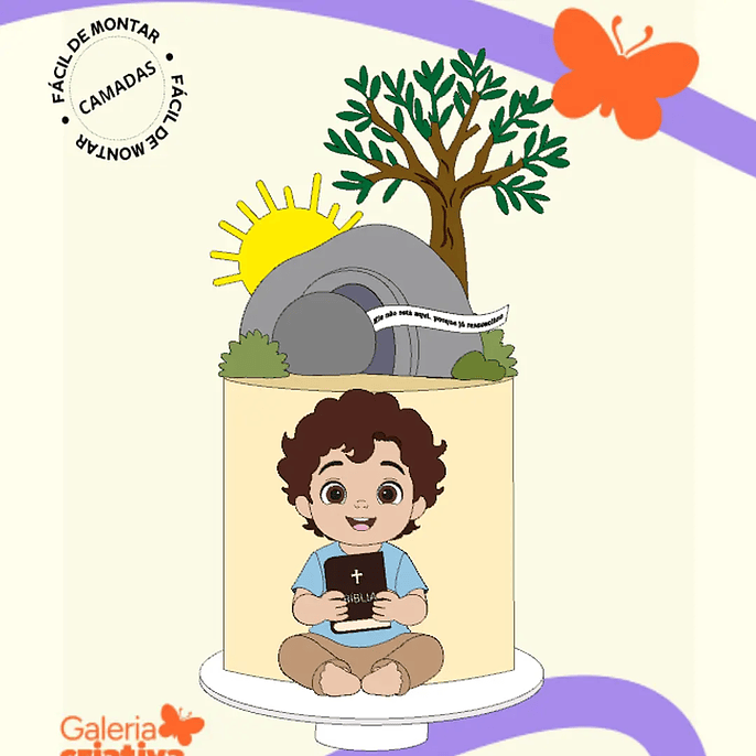 Arquivo Páscoa Cristã Topo de Bolo Jesus Vive Menino 1