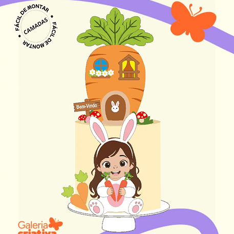 Arquivo Páscoa Topo de Bolo Menina com Roupa de Coelho 1