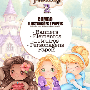 Kit Digital Combo Princesas Cute