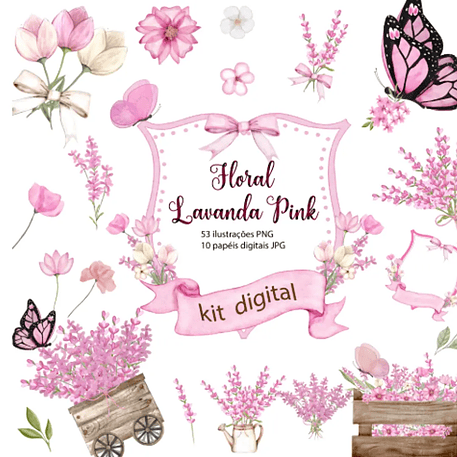 Kit Digital Floral Lavanda Pink 1