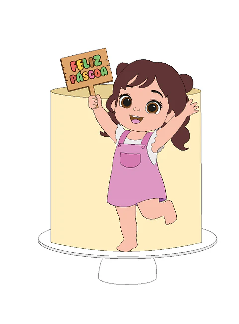 Arquivo Páscoa Topo de Bolo Menina Plaquinha 