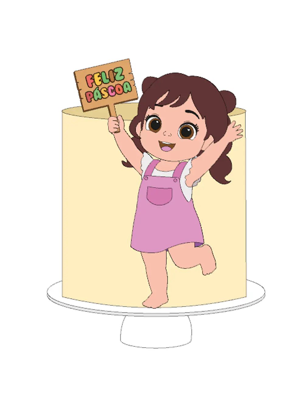Arquivo Páscoa Topo de Bolo Menina Plaquinha  1