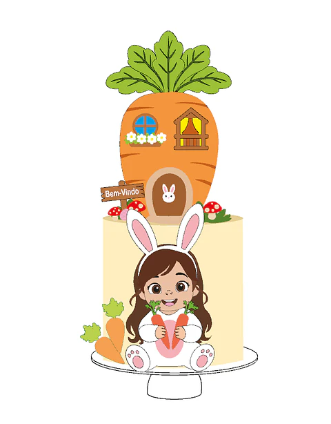 Arquivo Páscoa Topo de Bolo Menina com Roupa de Coelho