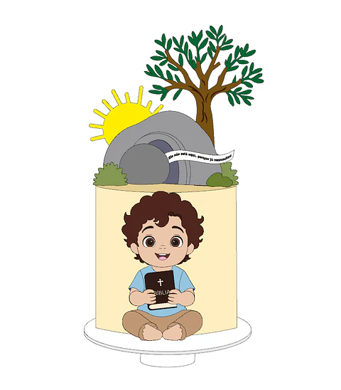 Arquivo Páscoa Cristã Topo de Bolo Jesus Vive Menino
