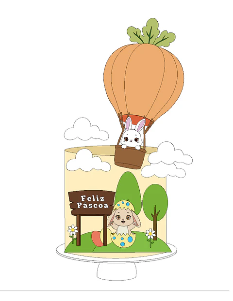 Arquivo Páscoa Topo de Bolo Coelho no Balão de Cenoura