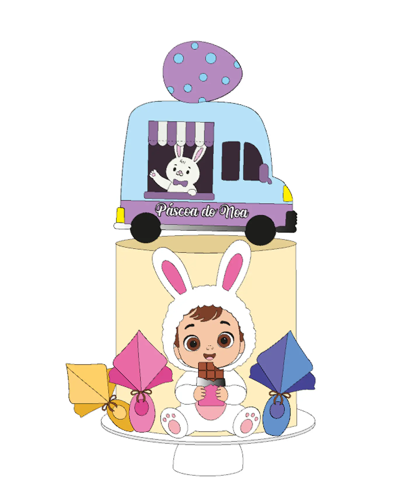 Arquivo Páscoa Topo de Bolo Carro Chocolate Baby 1