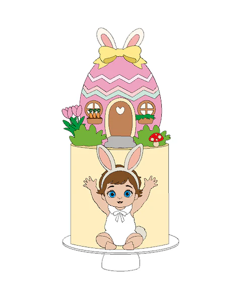 Arquivo Páscoa Topo de Bolo Baby Cute com Casa de Ovo