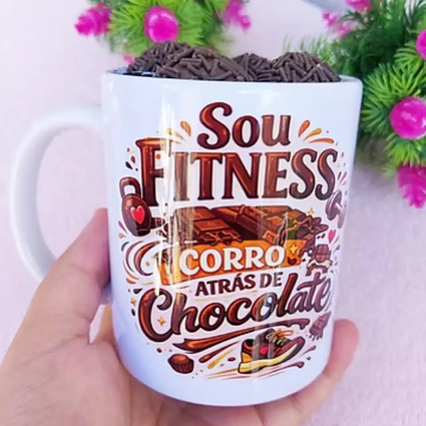 Arquivo Caneca Sou Fitness Corro Atrás de Chocolate
