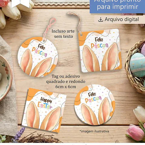 Arquivo Páscoa Tag e Adesivo 6cm