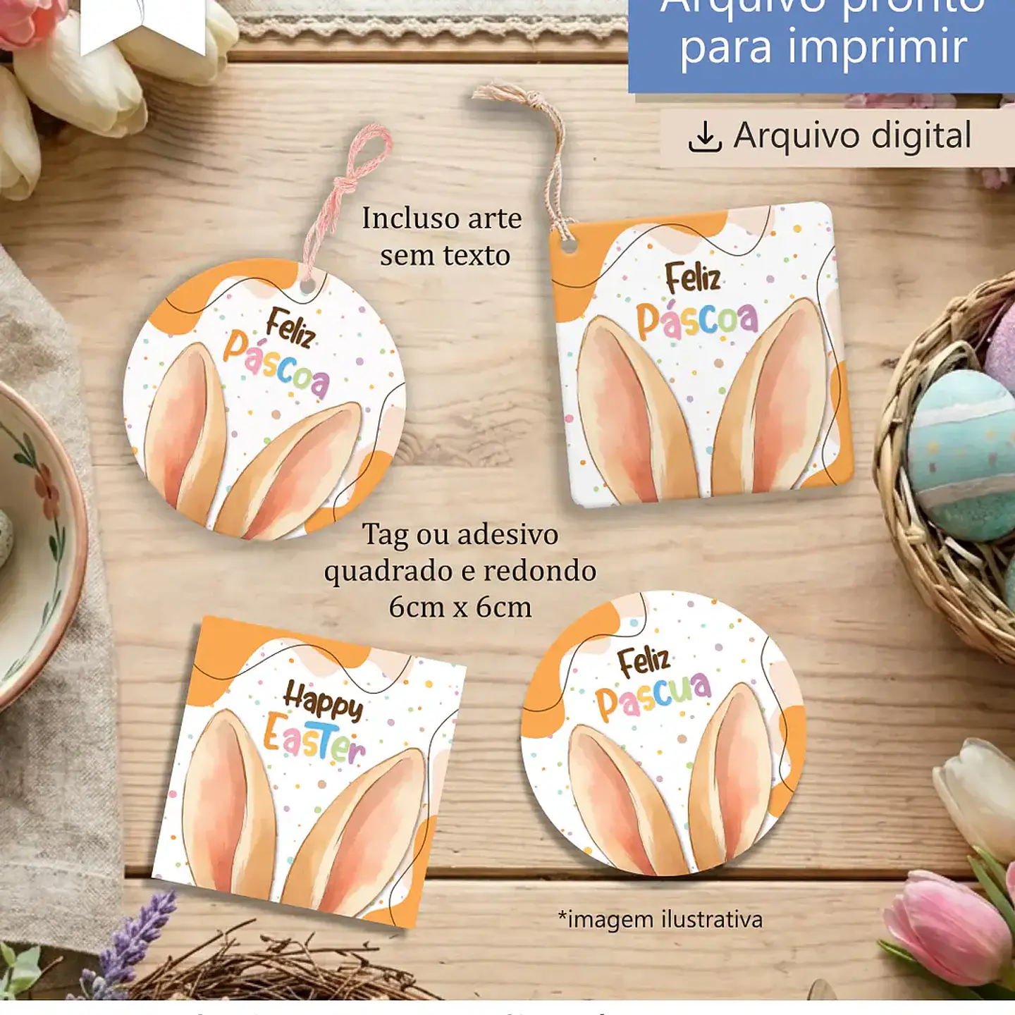 Arquivo Páscoa Tag e Adesivo 6cm 1