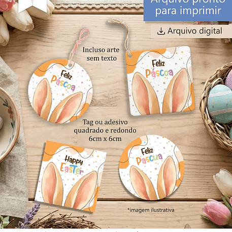 Arquivo Páscoa Tag e Adesivo 6cm 1